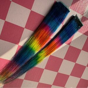 Rainbow raccoon tail extensions